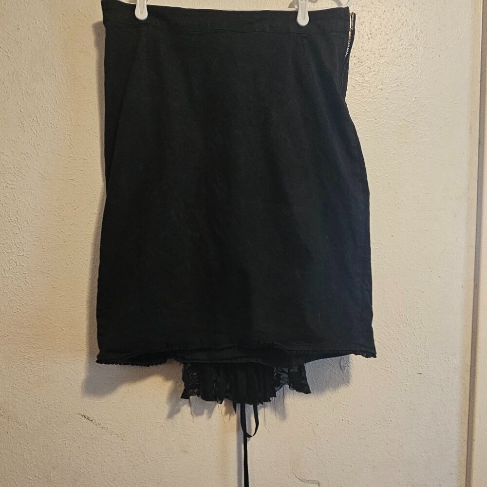 Vintage Rare Torrid Tripp NYC Lace-Up Cotton Pencil Skirt Black Plus Size 18